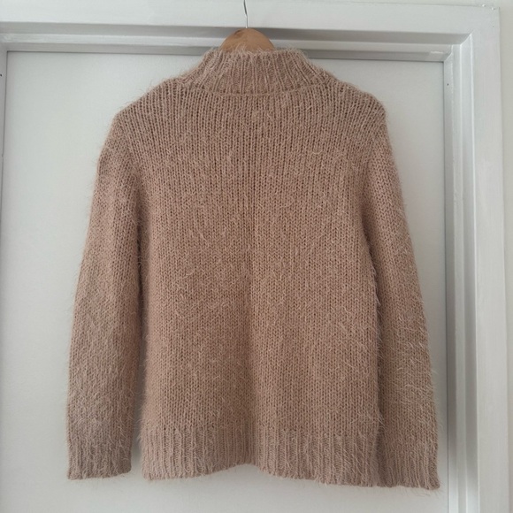 ONLY OUR STORY Denmark Brand Mohair Beaded High Neck Knit Sweater Taupe Size M - Picture 2 of 6